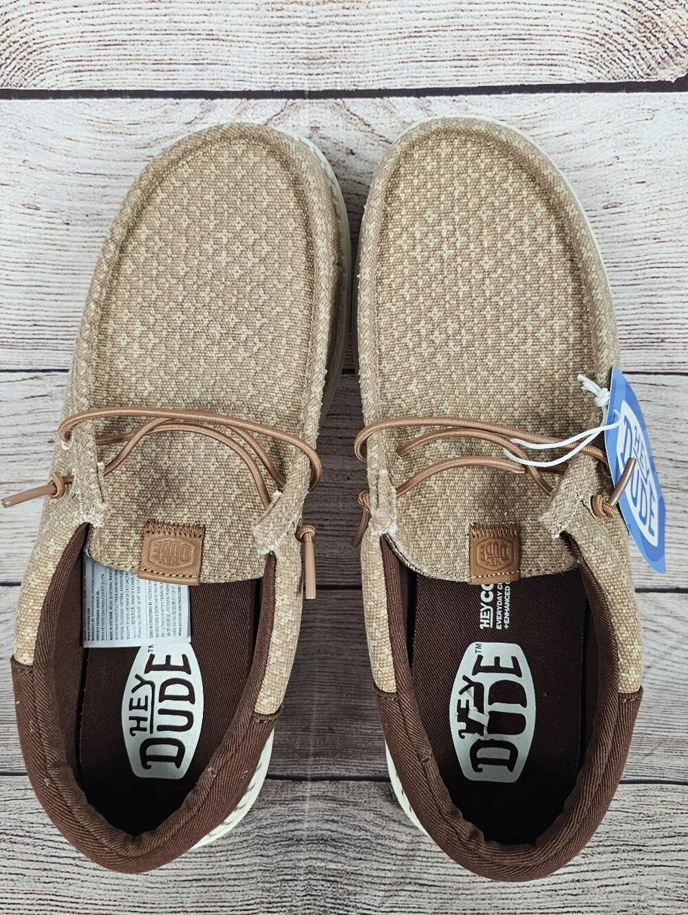 Hey Dude Men's Wally Funk Block Print Downtown Brown Slip On Shoes Size 9 NWOB